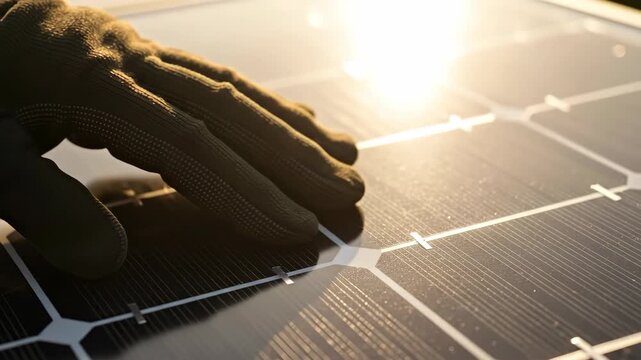 Operating Solar Panel Work Hands On In Bright Morning Light