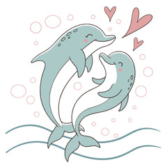 Playful dolphins in love