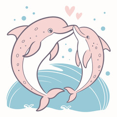 Two dolphins swimming together