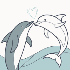 Two dolphins playing in water