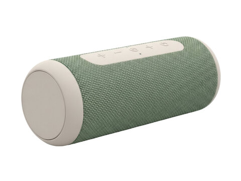Isolated cylindrical portable speaker with controls for audio device for listening to music