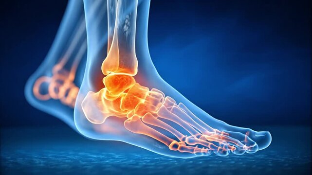 X-Ray View Highlighting Inflammation & Bone Structure for Podiatry & Health Education