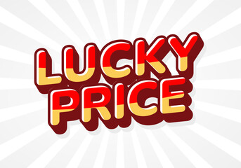 A vibrant graphic design featuring the words Lucky Price in bold, playful typography. The background has radial pattern, enhancing the energetic feel.