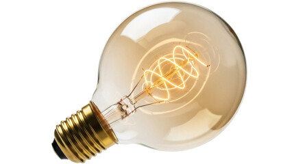 Vintage Edison light bulb isolated PNG, antique style incandescent lamp with glowing filament on...