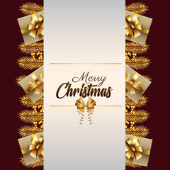 Elegant Christmas Greeting with Gold Ribbon Vertical Frame