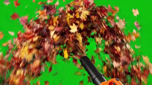 Wind Storm Effect with leaf blower blowing leaves along effect videos Mission Cordless Power Tools style featuring leaf blower,