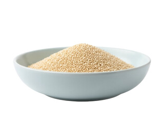 Isolated bowl of quinoa seeds, healthy raw grain, source of fiber and gluten-free diet food