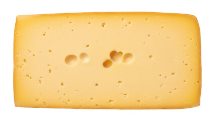 Isolated block of delicious Swiss cheese, tasty food, healthy dairy product, and ingredient