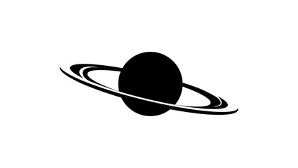 Symbol of the planet Saturn, black isolated silhouette © OMIA