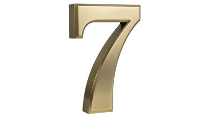 Isolated golden number seven sign representing a lucky symbol, a figure, or a quantity