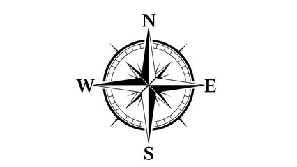 Detailed Illustration of a Classic Compass Rose Navigational Instrument for Outdoor and Adventure