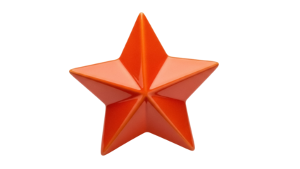 Isolated Orange three dimensional star with bevel edging for decoration or celebration purpose