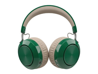Isolated green wireless headphones for personal audio listening, a modern lifestyle device