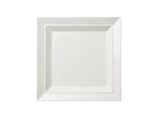 Isolated square serving dish. Elegant tableware for catering. Modern dining plates, empty.