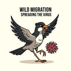 Obraz premium Wild bird migrating while spreading the virus related to Bird Flu 
