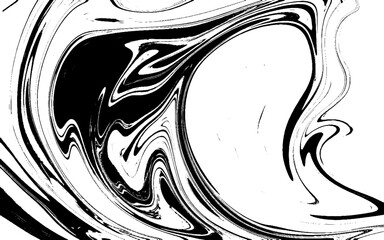 Fototapeta premium Abstract monochrome liquid background. Black and white wavy marble texture