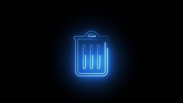 Neon Glowing Trash Icon 4k