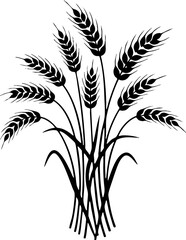Obraz premium Black Silhouette of Wheat Stalks Agriculture Symbol