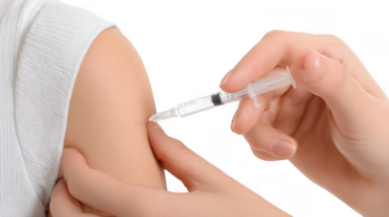 Doctor wearing gloves administering a vaccine injection into a patient's arm, emphasizing the importance of good health and disease prevention on a transparent background