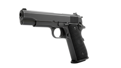 Isolated Black Semiautomatic Pistol Handgun on White Background