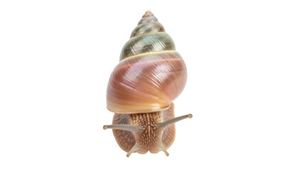 Giant African land snail PNG isolated on transparent background, achatina fulica mollusk with brown shell and tentacles, exotic pet © Hugo