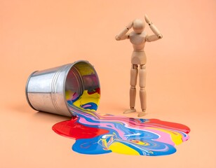 失敗の瞬間、呆然と立ち尽くす人形