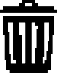 Black Pixel Art Trash Can Icon for Delete or Disposal