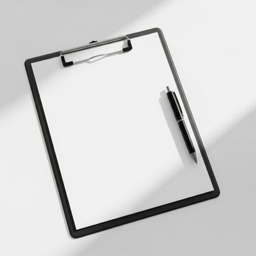 Empty clipboard with pen isolated on white background