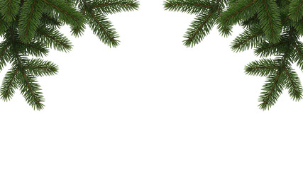 Obraz premium Fresh Green Spruce Christmas Tree Branches Isolated on Clean White Background