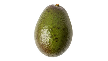 Ripe green avocado isolated PNG, whole fruit with smooth skin and small stem for healthy eating and vegetarian recipes on transparent background