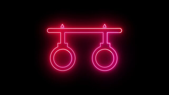 Neon Glowing Handcuff Icon 4k