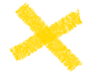 A bright yellow 'x' mark on a black background illustration