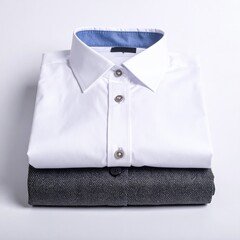 Folded white and gray dress shirts