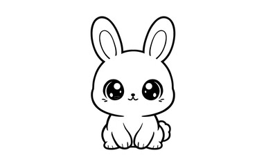 Cute cartoon bunny outline with big eyes