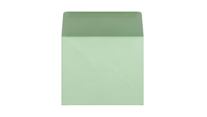 Mint green square envelope PNG isolated on transparent background, stationery item for mailing and sending letters