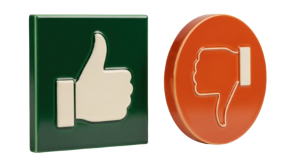 Isolated icons of like and dislike signs, hand gesture for social media feedback and ratings