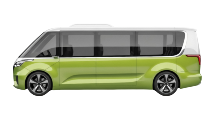 Isolated Van Concept Vehicle Design. Modern Minibus Model Illustration on a Seamless Backdrop