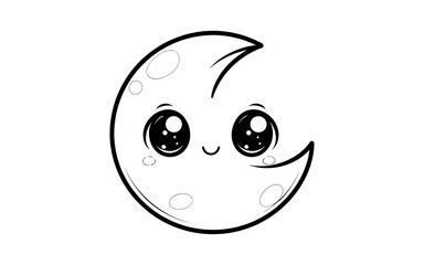 Fototapeta premium Cute kawaii moon with adorable smile and stars