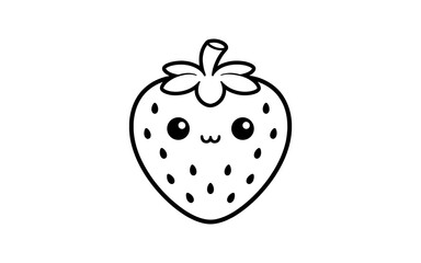 Fototapeta premium Cute kawaii style strawberry with adorable face for kids and crafts