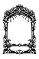 Ornate gothic frame set with star emblem, Transparent Background