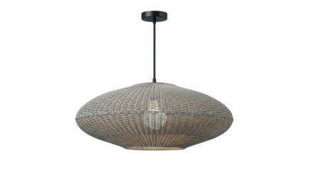 Modern Oval Woven Pendant Light Fixture Isolated on White Background