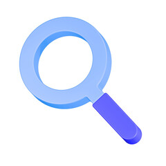 magnifier 3d rendering icon blue color