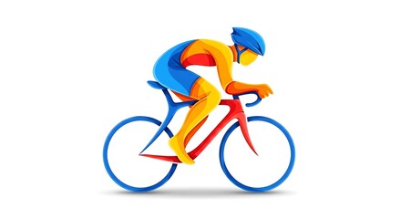 Professional cyclist riding sleek bicycle with vibrant colors