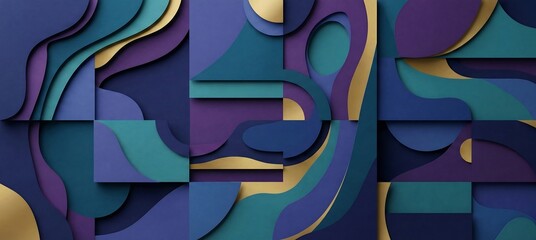 Modern abstract geometric layered paper cut pattern background