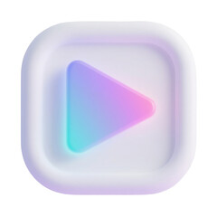 Rounded 3d play button icon isolated on transparent background for modern video apps, streaming services, media players, UI kits, presentations, and digital products