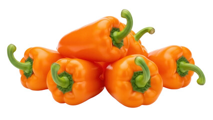 Isolated heap of orange bell peppers, fresh raw food, vibrant color, wholesome produce