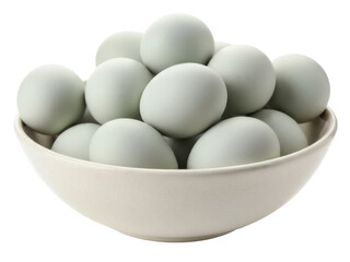 Isolated Still life of salted duck eggs in bowl, culinary ingredient, food concept