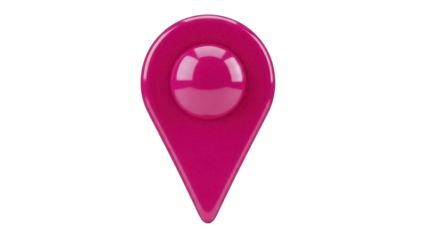 Magenta map pointer isolated PNG on transparent background, location pin for navigation and travel apps