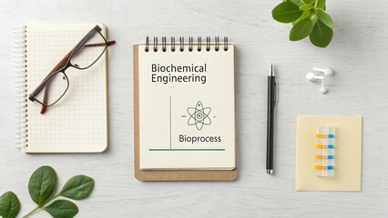 Biochemical Engineering study notes on a desk