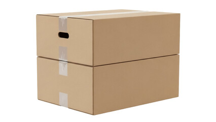 Isolated stack of cardboard boxes ready for moving day or shipping, packing supplies